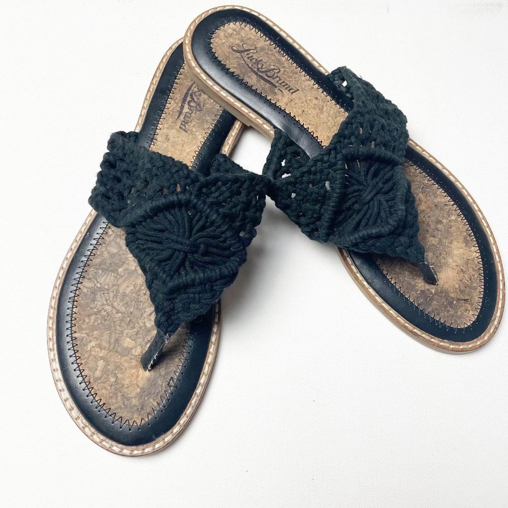 Lucky Brand Barry Macrame Crochet Thong Sandals 8